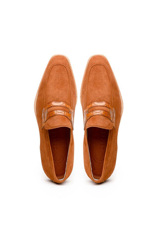 Zelli Italia Meo 3 Cognac Genuine Suede Goat Skin Penny Loafer (ZEL1002)-AmbrogioShoes