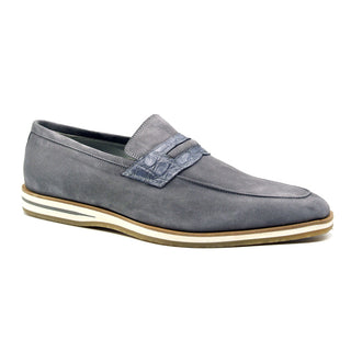 Zelli Italia Meo 3 Men's Shoes Gray Suede Goat Skin Penny Loafer (ZEL1002)-AmbrogioShoes