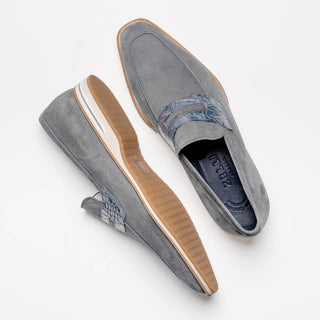 Zelli Italia Meo 3 Men's Shoes Gray Suede Goat Skin Penny Loafer (ZEL1002)-AmbrogioShoes