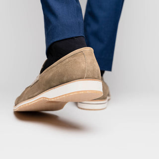 Zelli Italia Meo 3 Men's Shoes Taupe Suede Goat Skin Penny Loafer (ZEL1002)-AmbrogioShoes