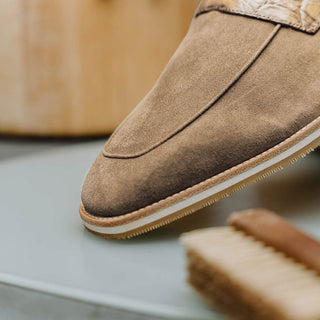 Zelli Italia Meo 3 Men's Shoes Taupe Suede Goat Skin Penny Loafer (ZEL1002)-AmbrogioShoes