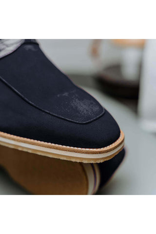 Zelli Italia Meo 3 Navy Genuine Suede Goat Skin Penny Loafer (ZEL1002)-AmbrogioShoes