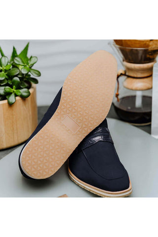 Zelli Italia Meo 3 Navy Genuine Suede Goat Skin Penny Loafer (ZEL1002)-AmbrogioShoes