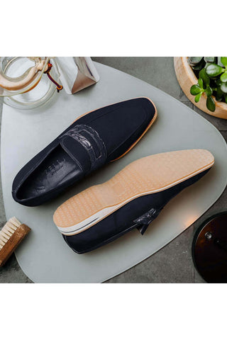 Zelli Italia Meo 3 Navy Genuine Suede Goat Skin Penny Loafer (ZEL1002)-AmbrogioShoes