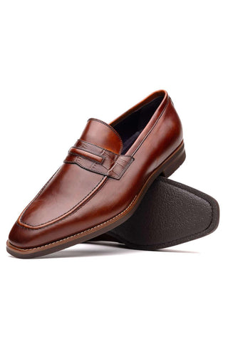 Zelli Italia Meo Cognac Crocodile & Calf-Skin Leather Penny Loafer (ZEL1023)-AmbrogioShoes