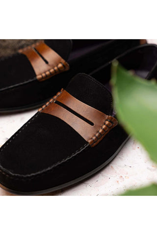 Zelli Italia Monza Black & Chestnut Calf-Skin Suede Driver (ZEL1045)-AmbrogioShoes