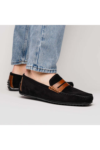 Zelli Italia Monza Black & Chestnut Calf-Skin Suede Driver (ZEL1045)-AmbrogioShoes