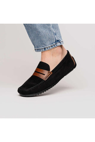 Zelli Italia Monza Black & Chestnut Calf-Skin Suede Driver (ZEL1045)-AmbrogioShoes