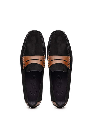 Zelli Italia Monza Black & Chestnut Calf-Skin Suede Driver (ZEL1045)-AmbrogioShoes
