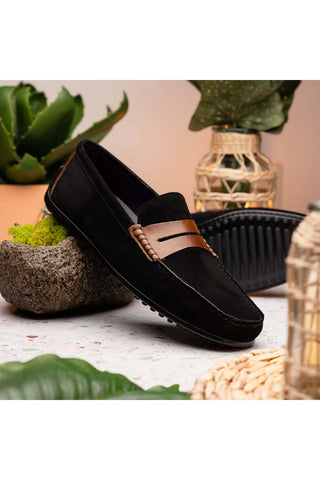 Zelli Italia Monza Black & Chestnut Calf-Skin Suede Driver (ZEL1045)-AmbrogioShoes