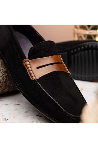 Zelli Italia Monza Black & Chestnut Calf-Skin Suede Driver (ZEL1045)-AmbrogioShoes