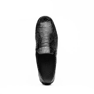 Zelli Italia Monza Black Crocodile Skin Driver (ZEL1043)-AmbrogioShoes