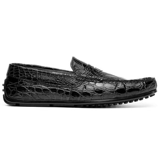 Zelli Italia Monza Black Crocodile Skin Driver (ZEL1043)-AmbrogioShoes