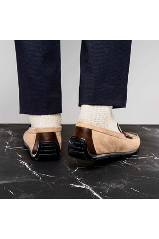 Zelli Italia Monza Bone & Chestnut Calf-Skin Suede Driver (ZEL1045)-AmbrogioShoes