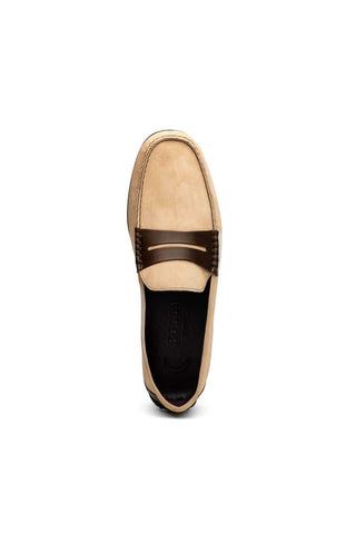 Zelli Italia Monza Bone & Chestnut Calf-Skin Suede Driver (ZEL1045)-AmbrogioShoes