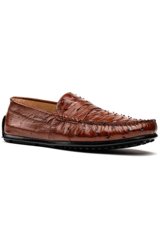 Zelli Italia Monza Brandy Ostrich Skin Driver (ZEL1047)-AmbrogioShoes