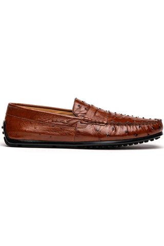 Zelli Italia Monza Brandy Ostrich Skin Driver (ZEL1047)-AmbrogioShoes