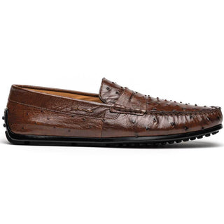 Zelli Italia Monza Brown Ostrich Skin Driver (ZEL1047)-AmbrogioShoes