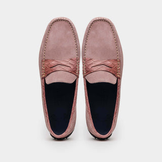 Zelli Italia Monza Candy Calf-Skin Suede & Crocodile Skin Driver (ZEL1044)-AmbrogioShoes