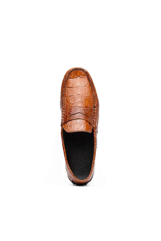 Zelli Italia Monza Cognac Crocodile Skin Driver (ZEL1043)-AmbrogioShoes