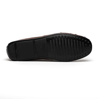 Zelli Italia Monza Men's Shoes Brown Ostrich Skin Driver (ZEL1047)-AmbrogioShoes