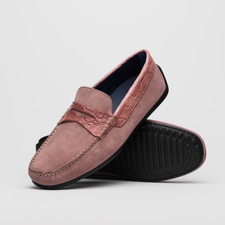 Zelli Italia Monza Men's Shoes Candy Calf-Skin Suede & Crocodile Skin Driver (ZEL1044)-AmbrogioShoes