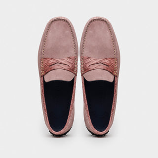 Zelli Italia Monza Men's Shoes Candy Calf-Skin Suede & Crocodile Skin Driver (ZEL1044)-AmbrogioShoes