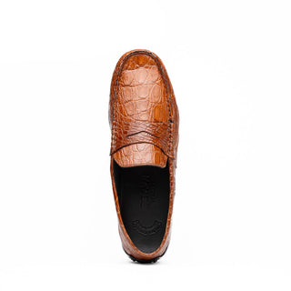 Zelli Italia Monza Men's Shoes Cognac Crocodile Skin Driver (ZEL1043)-AmbrogioShoes