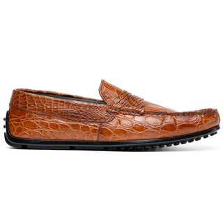 Zelli Italia Monza Men's Shoes Cognac Crocodile Skin Driver (ZEL1043)-AmbrogioShoes