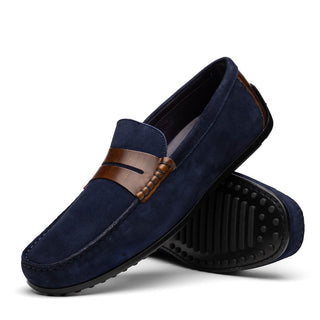 Zelli Italia Monza Men's Shoes Navy Calf-Skin Suede Driver (ZEL1045)-AmbrogioShoes