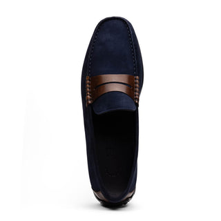 Zelli Italia Monza Men's Shoes Navy Calf-Skin Suede Driver (ZEL1045)-AmbrogioShoes