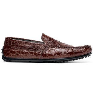 Zelli Italia Monza Men's Shoes Nicotine Crocodile Skin Driver (ZEL1043)-AmbrogioShoes