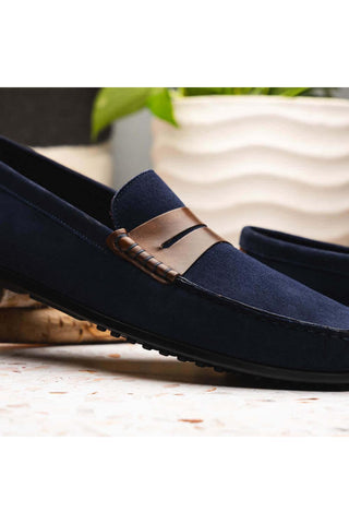 Zelli Italia Monza Navy Calf-Skin Suede Driver (ZEL1045)-AmbrogioShoes