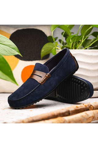 Zelli Italia Monza Navy Calf-Skin Suede Driver (ZEL1045)-AmbrogioShoes