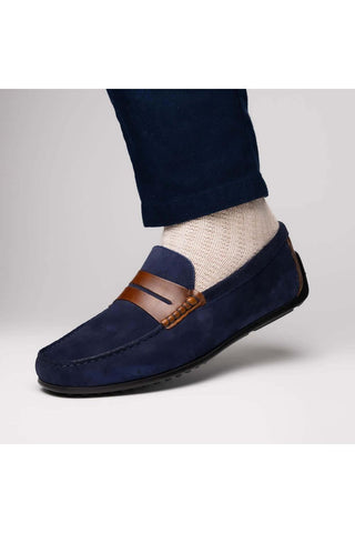 Zelli Italia Monza Navy Calf-Skin Suede Driver (ZEL1045)-AmbrogioShoes