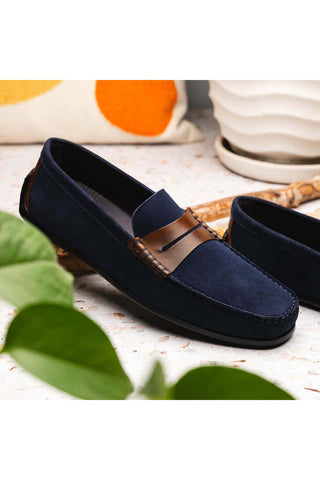 Zelli Italia Monza Navy Calf-Skin Suede Driver (ZEL1045)-AmbrogioShoes