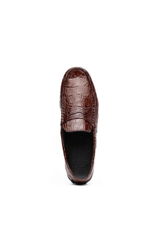 Zelli Italia Monza Nicotine Crocodile Skin Driver (ZEL1043)-AmbrogioShoes