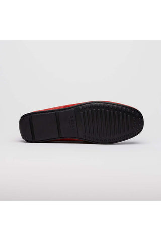 Zelli Italia Monza Red Calf-Skin Suede & Crocodile Skin Driver (ZEL1044)-AmbrogioShoes