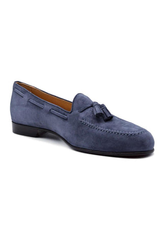 Zelli Italia Naples Blue Suede Goat-Skin Tassel Loafer (ZEL1024)-AmbrogioShoes