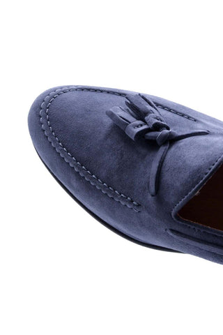 Zelli Italia Naples Blue Suede Goat-Skin Tassel Loafer (ZEL1024)-AmbrogioShoes