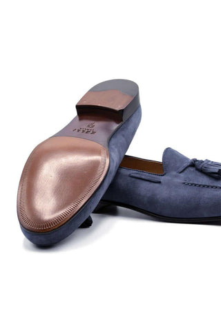 Zelli Italia Naples Blue Suede Goat-Skin Tassel Loafer (ZEL1024)-AmbrogioShoes