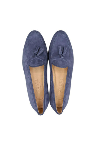 Zelli Italia Naples Blue Suede Goat-Skin Tassel Loafer (ZEL1024)-AmbrogioShoes