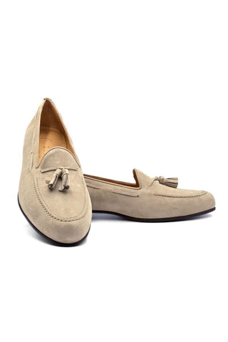 Zelli Italia Naples Bone Suede Goat-Skin Tassel Loafer (ZEL1024)-AmbrogioShoes