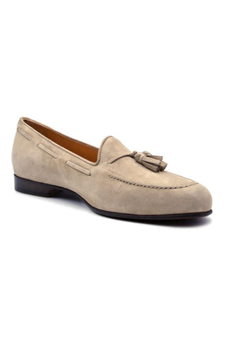 Zelli Italia Naples Bone Suede Goat-Skin Tassel Loafer (ZEL1024)-AmbrogioShoes