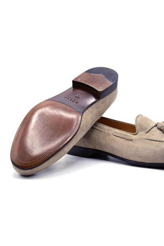 Zelli Italia Naples Bone Suede Goat-Skin Tassel Loafer (ZEL1024)-AmbrogioShoes