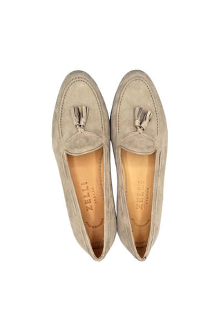 Zelli Italia Naples Bone Suede Goat-Skin Tassel Loafer (ZEL1024)-AmbrogioShoes