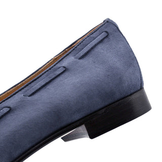 Zelli Italia Naples Men's Shoes Blue Suede Goat-Skin Tassel Loafer (ZEL1024)-AmbrogioShoes