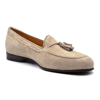 Zelli Italia Naples Men's Shoes Bone Suede Goat-Skin Tassel Loafer (ZEL1024)-AmbrogioShoes