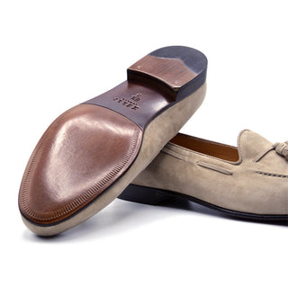 Zelli Italia Naples Men's Shoes Bone Suede Goat-Skin Tassel Loafer (ZEL1024)-AmbrogioShoes