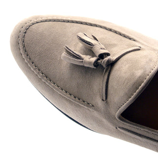 Zelli Italia Naples Men's Shoes Bone Suede Goat-Skin Tassel Loafer (ZEL1024)-AmbrogioShoes